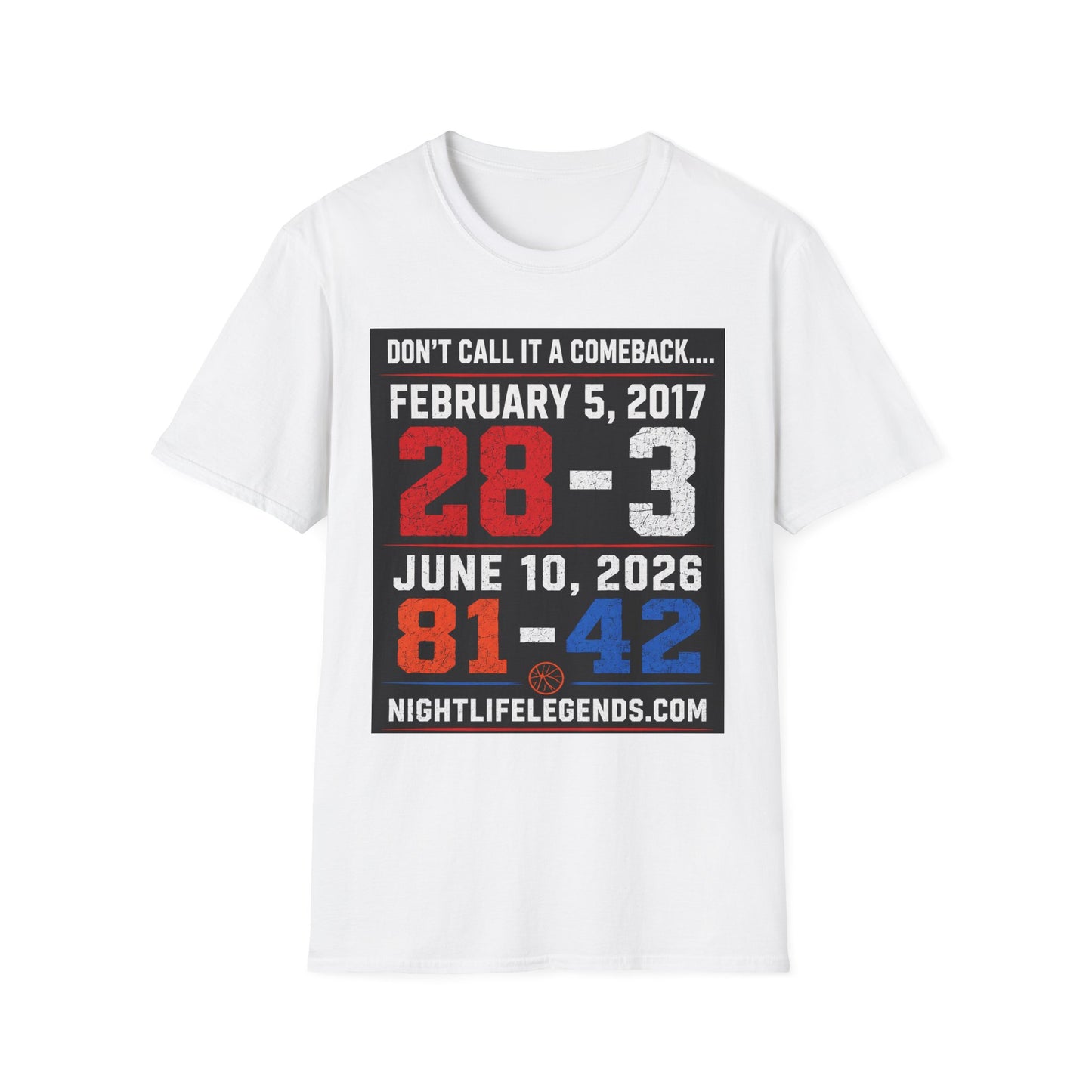T-Shirt — 'Don't Call It a Comeback' Sports Rivalry Tee (Feb 5, 2017 • 28-3; Jun 10, 2026 • 81-42)