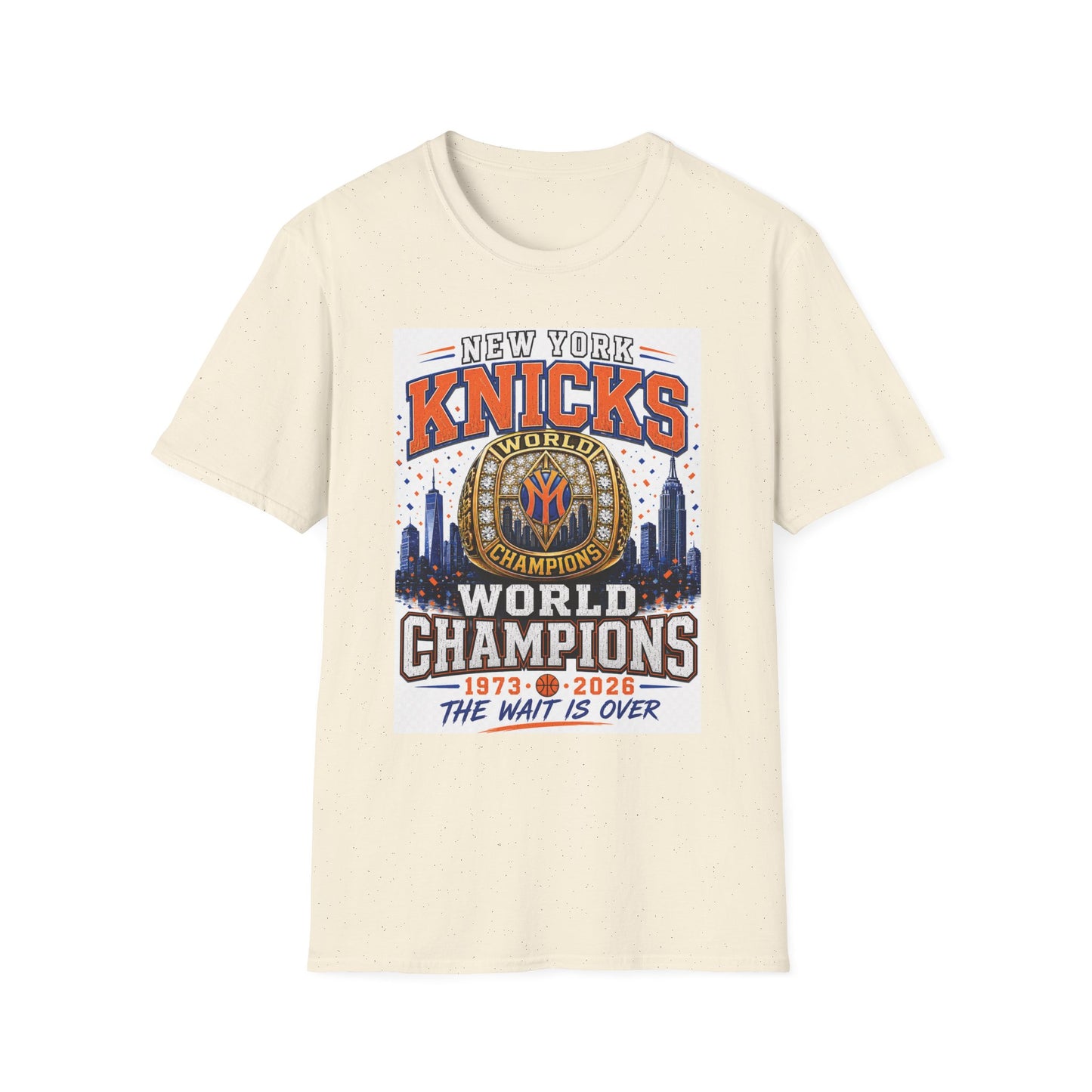 New York Knicks World Champions T-Shirt — The Wait Is Over (1973–2021)