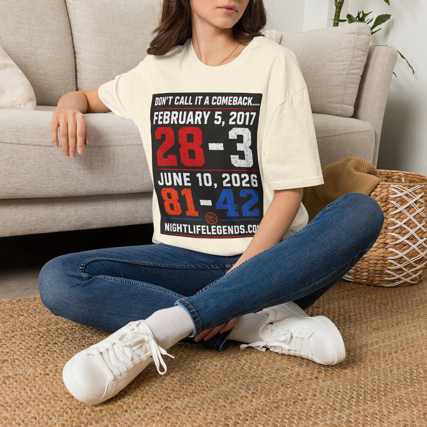 T-Shirt — 'Don't Call It a Comeback' Sports Rivalry Tee (Feb 5, 2017 • 28-3; Jun 10, 2026 • 81-42)
