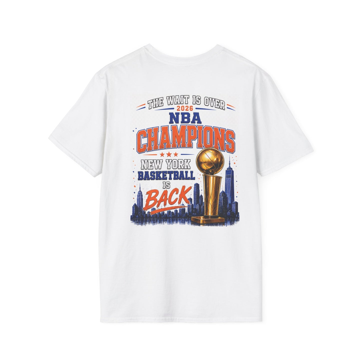New York Knicks World Champions T-Shirt — The Wait Is Over (1973–2021)