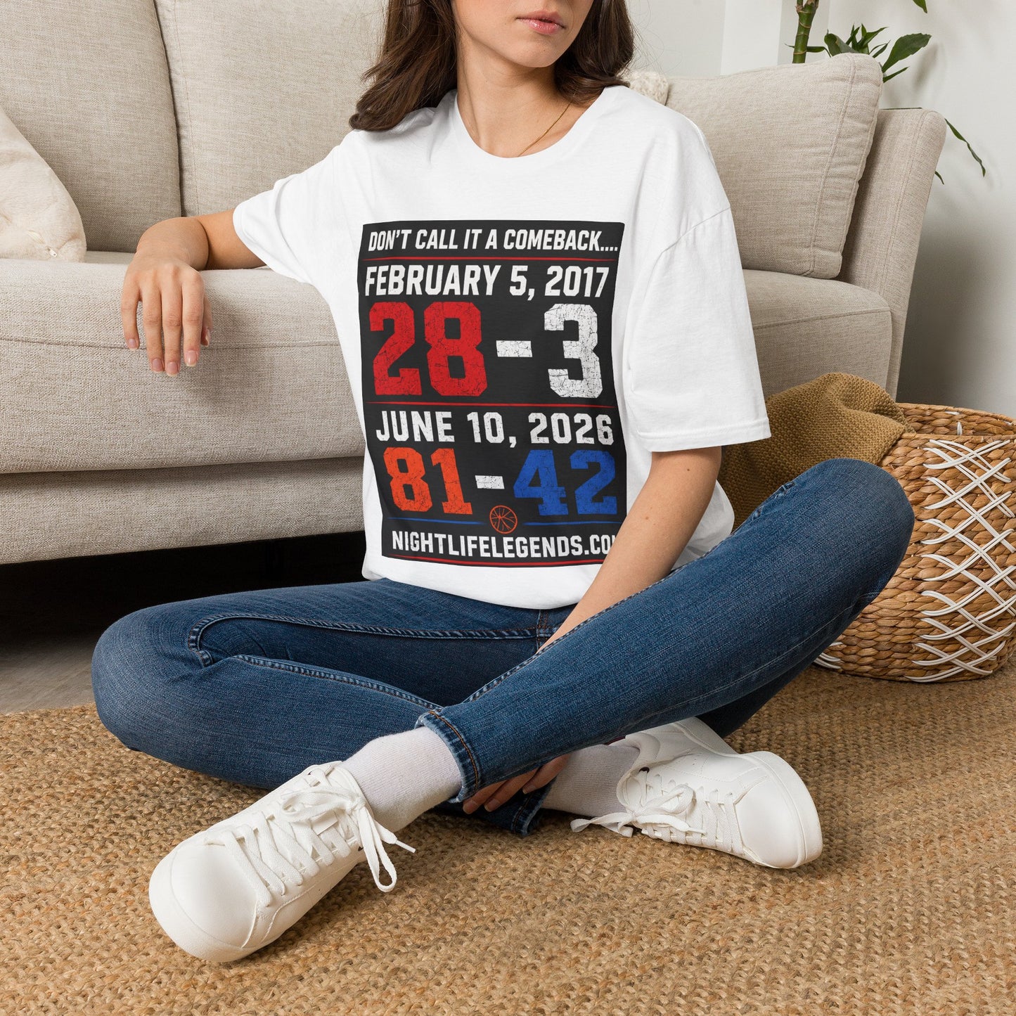T-Shirt — 'Don't Call It a Comeback' Sports Rivalry Tee (Feb 5, 2017 • 28-3; Jun 10, 2026 • 81-42)
